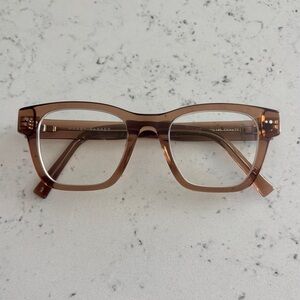 Warby Parker Eyeglasses Alderman Sunstone Crystal Wide Square Brown Frames Wide